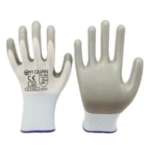 Customizable Model Grey Nitrile Coated Full Smooth Texture General Purpose Disposable Work Safety Gloves Durable Non Slip
