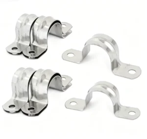 Customizable OEM Stainless Steel Double Pipe Clamps U Shaped Saddle Clamp Zinc Finish for Plumbing Pipes