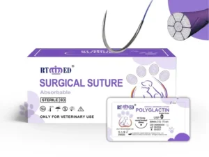 Customizable PGA 75cm 3/0 Cutting Sterilization Treatment Absorbable Polyglactin 910 Surgical Dog Cat