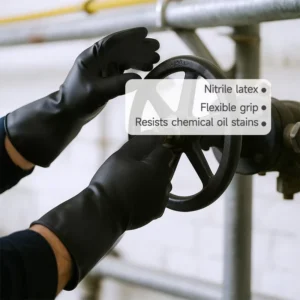 Customizable Safety Work Gloves Full Black Industrial Mechanic Premium Coated Latex Gloves Heavy Duty Check Latex Gloves