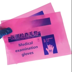Customize Eco friendly Hot Stamping Disposable Waterproof Pink Hospital Use Medical Examination Gloves PE Bags
