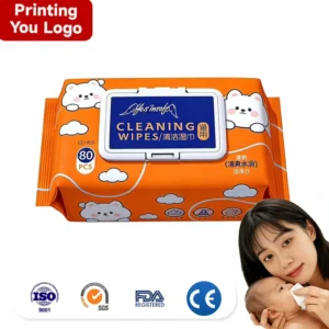 Customized 80pcs Eco Friendly Antibacterial Ultra Soft Scented Skin Care Baby Cleansing Wet Wipes