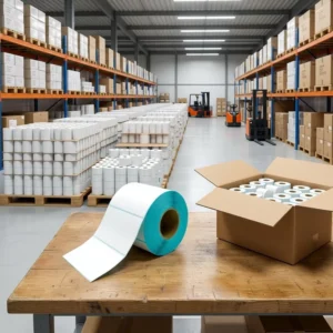 Customized Barcode Adhesive Sticker Laminate Heat Sensitive Paper Roll For Supermarket Use 100×150 Jumbo Roll TS1015