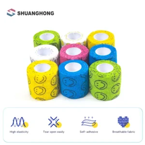 Customized Colore Print Cohesive Bandage Nonwoven Self Adhesive Bandage Hand Tear Fabric