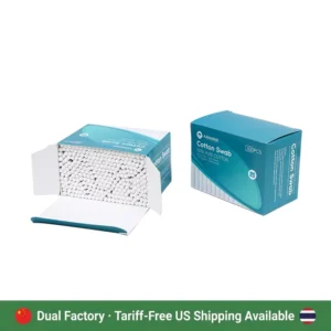Customized Cotton Swab 300pcs Wooden Stick Cotton Bud with White Paper Box
