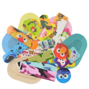 Customized Different Shape Band Aid Wound Plaster Adhesive Kids Bandaid Bulk Cohesive Bandages on Head Face Shoulder