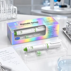 Customized Ivory Board Self Erecting Medical Kit Box with Bronzing for Environmentally Friendly Disposable Peptide Box Syringes