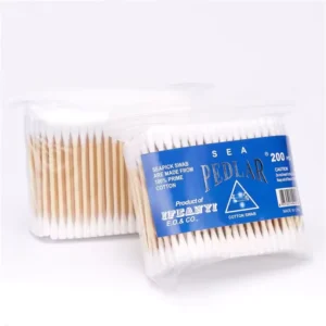 Customized Logo Premium Organic Cotton Swabs Qtips Cotton Ear Buds with Plastic & Wood Sticks Multi Purpose