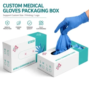 Customized Medical Disposable Glove Packaging Box Environmentally Friendly White Cardboard Four color Printing Surface Coating