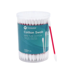Customized Oem Double Pointed Tip Cotton Bud 100pcs Red Paper Stick Cotton Swab with pp Box