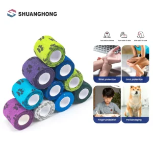 Customized Printed Latex Free Flexible Non woven Wrap Self Adhesive Elastic Cohesive Bandage for Pets Animals
