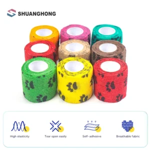 Customized Printing Medical Supplies Non Woven Easy Tear Self Adhesive Vet Wrap Cohesive Elastic Bandage
