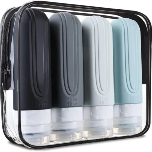 Customized TSA Approved Silicone Container Travel Cosmetic Bottle Kit Refillable Toiletry Travel Silicone Bottle Set