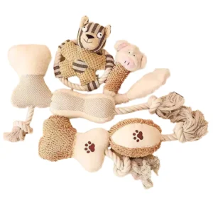 Cute Dog Squeaky Chew Set Soft PP Cotton Stuffed Plush Toys with Bite Resistance Medium for Indoor Outdoor Use