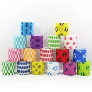 Cute Printed Non Woven Self Adhesive Bandage Pet Vet Wrap High Elastic Self Adhesive Wrap Cohesive Bandage for Cat Dog