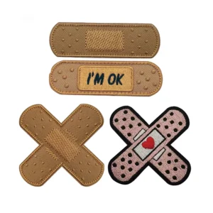 Cute and Creative Band Aid Shape Embroidery Hook Loop Patches for Bags Clothes Shoes and Hats Decoration