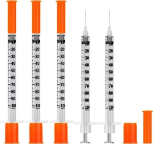 Diabetes Care Essential Pre Sterilized 1ml case Insulin Syringes with Safety Cap (50 100 Units)