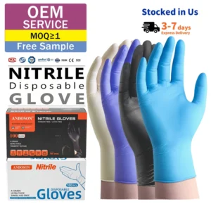 Dipped Strong Unbranded Grip Medical 5Mil Examination Food Grade Tattoo Synthetic Powder Free Blue Black Nitrile Gloves