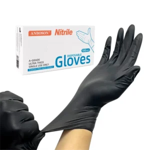 Dipped Strong Unbranded Grip Medical 6 Mil Examination Food Grade Tattoo Synthetic Powder Free Black Disposable Nitrile Gloves