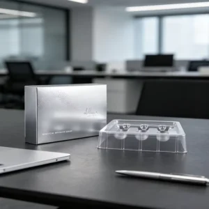 Direct Custom Silver Metallic Embossed Medical Box Empty Medical Consumable Storage Box with Clear Plastic Blister Tray Insert
