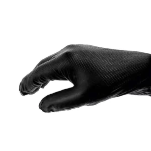 Disposable 100% Nitrile Anti Static Safety Gloves 9 Inches Black Barber Tattoo Shop Customizable Nail Latex Free Textured 3 Mil