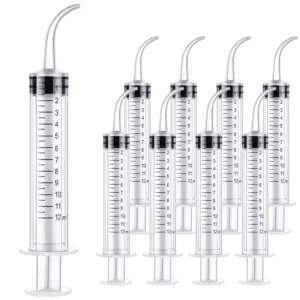 Disposable 12ml CC Pet Feeding Flush Plastic Elbow Curved Tip Dental Syringe Multi Purpose Teeth Whitening Accessory