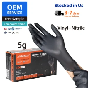 Disposable 5g Black Synthetic Nitrile Gloves 510K Medical Exam Dental Non Sterile Powder Free Antibacterial