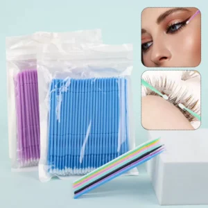Disposable Bamboo Eyelash Cleaning Cotton Swabs with Small Head for Makeup Removal
