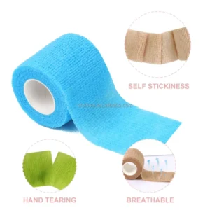 Disposable Biodegradable 5cm Black Blue Sports Tape Medical Nonwoven Self Adhesive Elastic Cohesive Bandages Tattoo Grip 5m