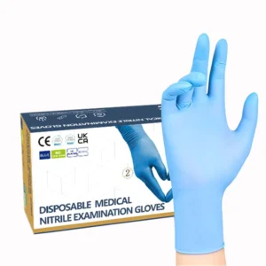 Disposable Blue Nitrile Powder Free Safety Gloves CE FCC ISO Certified Puncture Resistant Anti Static Waterproof