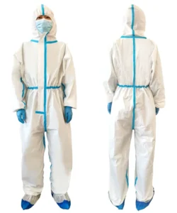Disposable CE Certified Durable White SF Material Safety Suit Hood Foot Protection Multi Purpose for Doctors Nurses
