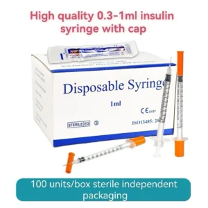 Disposable Case Medical & Veterinary 0.3ml 0.5ml 1ml Diabetes Syringes 29G 30G 31G Insulin Syringes 6mm 8mm 13mm Insulin Needles