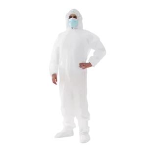 Disposable Chemical Protective Gown Coverall with Hood EOS Disinfecting Sterile Elastic Wrists Ankles Zipper Highly Absorbent
