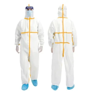 Disposable Coveralls Hazmat Suit One Piece Hooded Yellow Sealing Strip Non Woven Medical Protective Clothing B2B