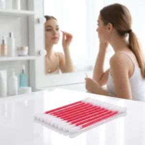 Disposable Customized Clean 500pcs Cotton Swabs Red Paper Stick Cotton Bud with Suction Card Package