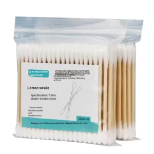 Disposable Double headed Baby Cotton Swabs for Ear Cleaning and Cosmetic Use Class I 100 Pcs bag