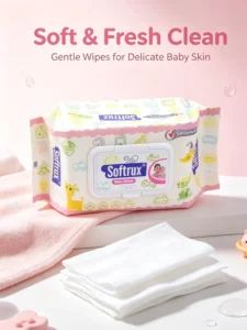Disposable Eco-Friendly Baby Wet Wipes 80pcs Individually Wrapped Soft Antibacterial Cleansing Wipes