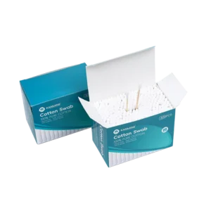 Disposable Eco-Friendly Natural Cotton Swab 300pcs Wooden Stick Cotton Bud with White Paper Box