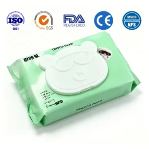Disposable Eco-Friendly Soft Infant Cleansing Wet Tissues 80 Sheets Hypoallergenic Mild Ingredients Flip Top Moisture Lock Pack