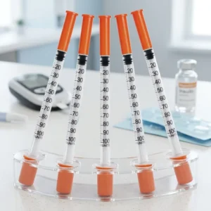 Disposable Fixed Needle Syringe 0.3ml 0.5ml 1ml with Orange Cap Sterile Syringe for Hospital Clinic OEM Pack Kit