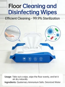 Disposable Flooring Detergent Wipes Solid Above 80% Active Ingredient