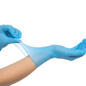 Disposable Heavy Weight Chemical Resistant Premium Nitrile Food Grade Anti Slip Blue Smooth Nitrile Coated Rough Safety Gloves