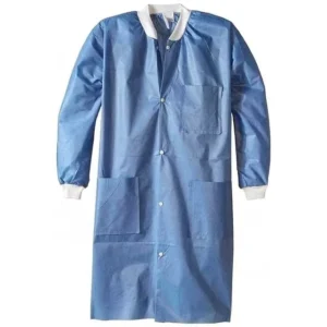 Disposable Lab Coat Long Sleeves SMS Material Level D Basic Protection Dustproof Serger Seamed Safety Clothing