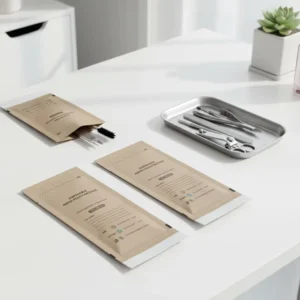 Disposable Medical Grade Sterilization Kraft Triple Band Seal Pouches for Nail Salon High Temperature Dry Heat Sanitizing Bags