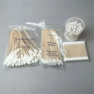 Disposable Medical Plastic Wooden Bamboo Stick Eco friendly Cleaning Cotton Bud Cotton Swab