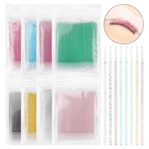 Disposable Micro Swab Applicator Crystal Extension Spoolie Cleaning Eyelash Brush Cotton Material