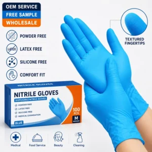 Disposable Nitrile Gloves Powder Free Latex Free Silicone Free Medical Examination Gloves OEM