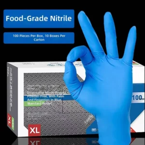 Disposable Nitrile Gloves Textured Anti-Chemical Water-Proof 8MIL Blue Food Grade Examination Gloves Industrial Work Gloves