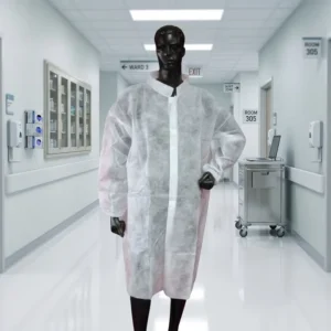 Disposable Nonwoven Lab Coat Work Clothes With/without Pocket Single Collar for Cleanroom Lab Electronics Food Workshop