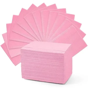 Disposable PP Soft Waterproof Dental Bibs and Napkins Portable Home Use Travel Patient Pink Bibs
